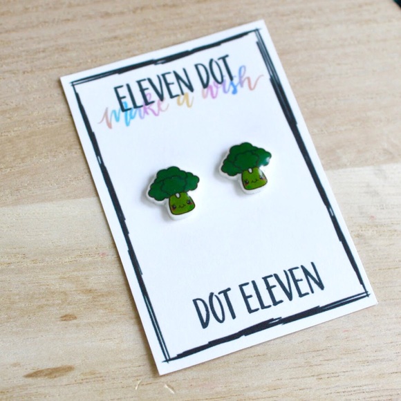 Kawaii Vegetable Broccoli Food Vegan Earrings - Picture 1 of 8